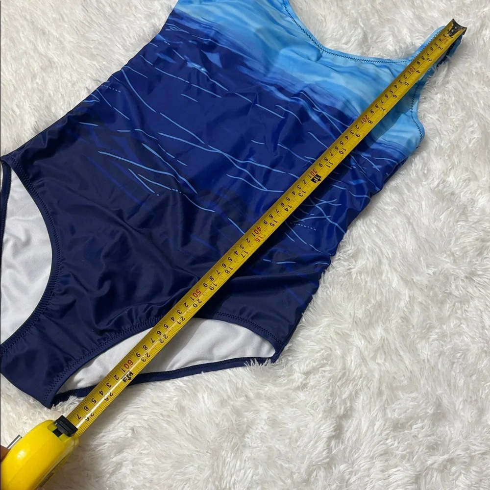 NWOT From Amazon Blue One Piece Criss Cross Back Swimsuit Size M